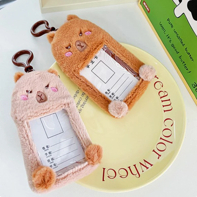 Cartoon Vegetable Photocard Holder Rabbit Capybara Bus Card Holder Kpop Idol Plush Kpop Photocard Holder