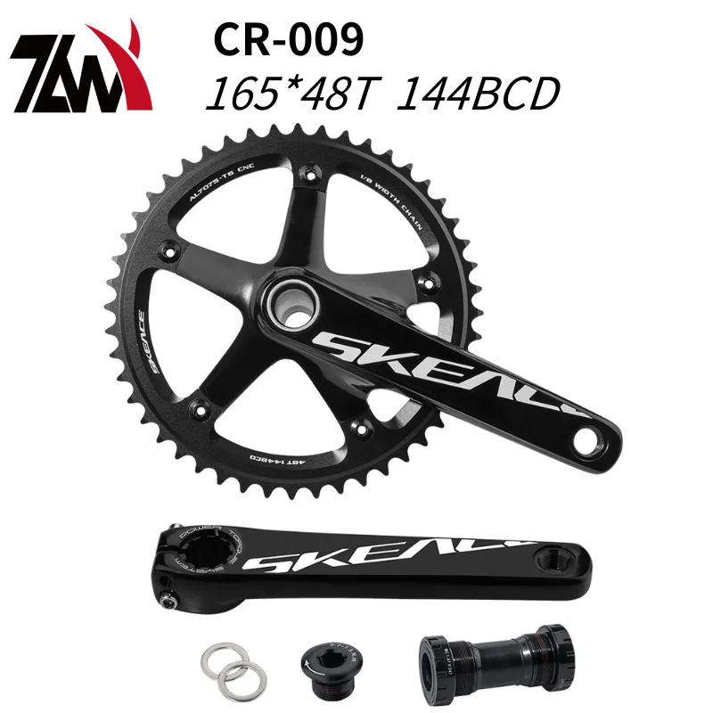 

Велосипедные шатуны HollowTech 165 мм 144BCD 48T из алюминиевого сплава Fixie, звездочка, односкоростная трековая велосипедная шатун, черный/серебристый