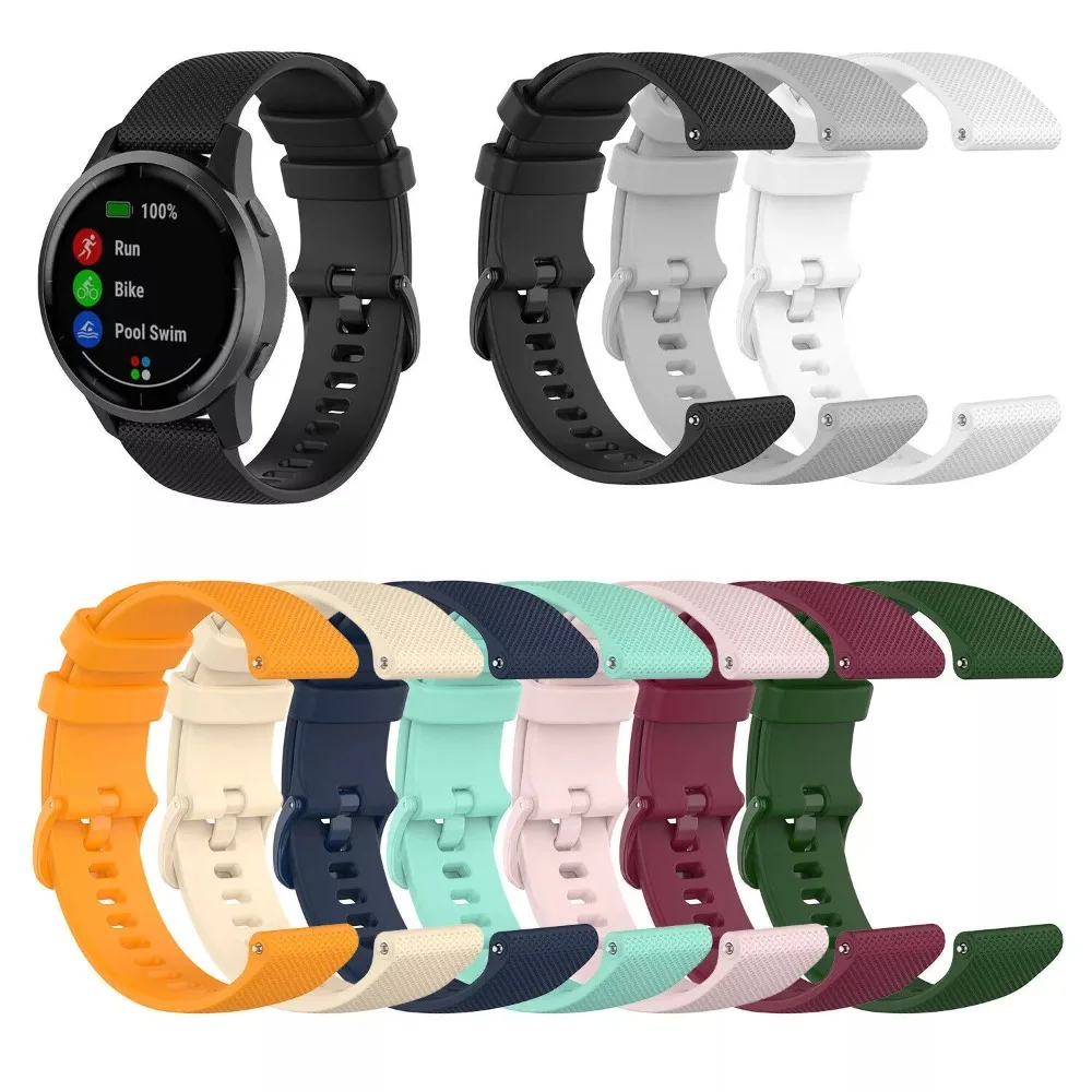 

2 Set 18MM 20MM Silicone Wrist Strap Sport Watches Accessories Quick Release Smart Watch Band for Garmin Vivoactive 3 4S