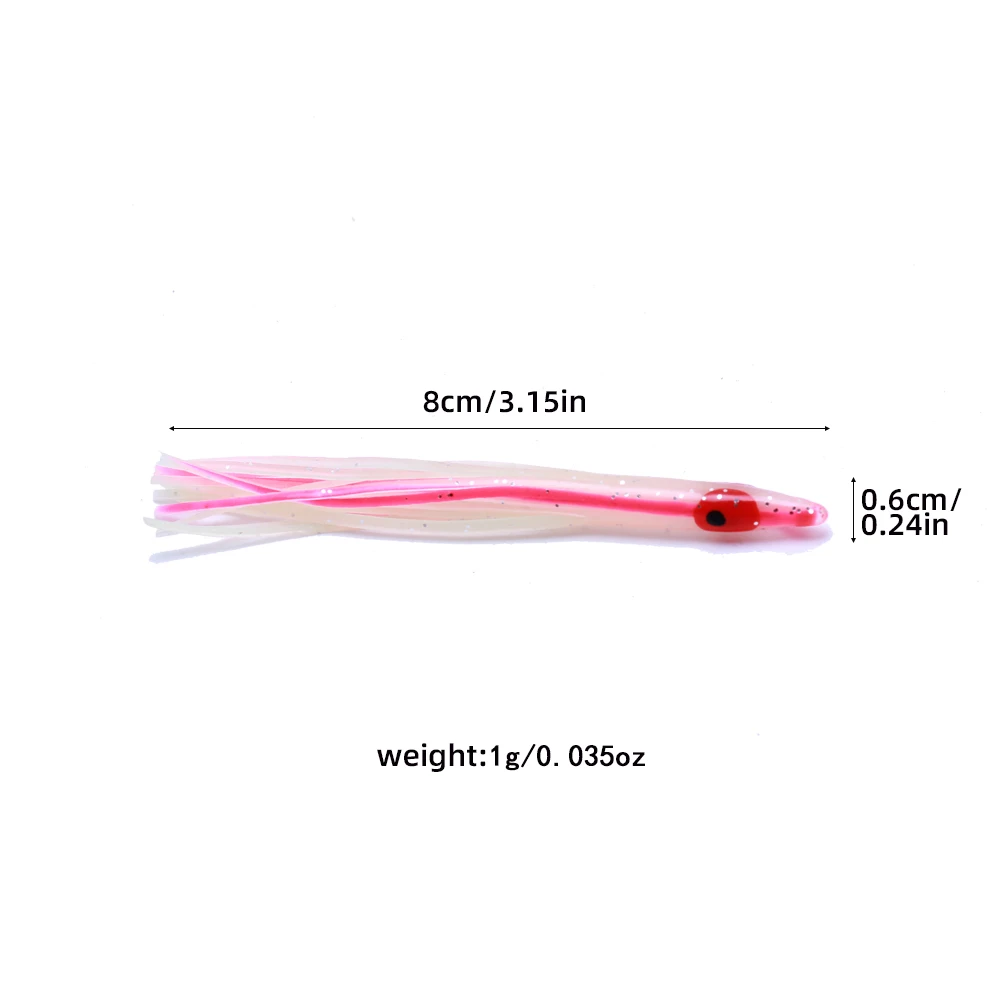 10 luminous squid soft baits, new 8cm squid skirt, strong luminous fake bait, sea fishing accessories, fishing supplies