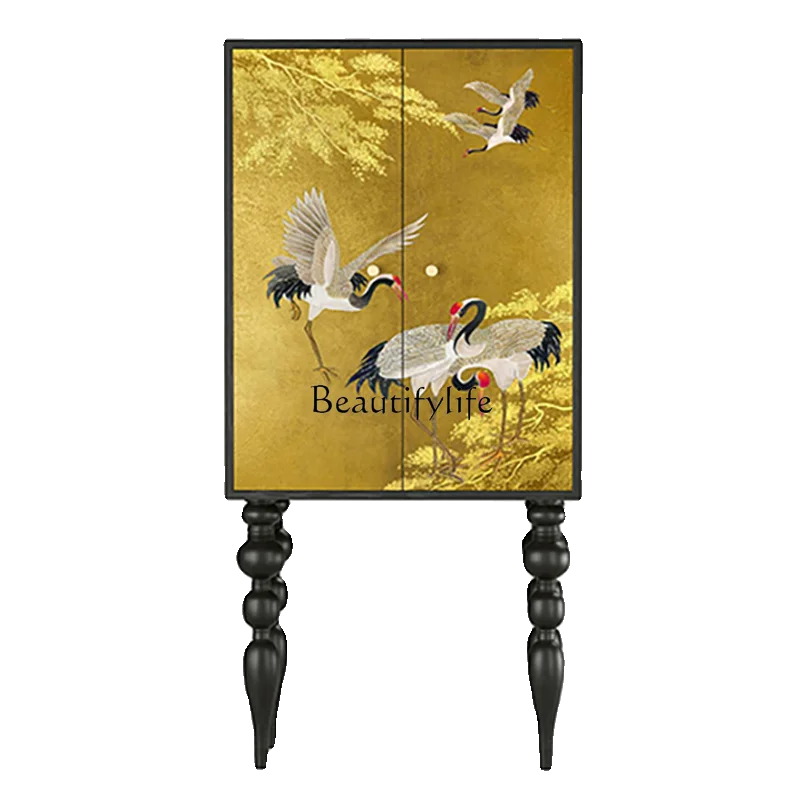 

French side cabinet, living room storage cabinet, Chinese style painted decorative cabinet