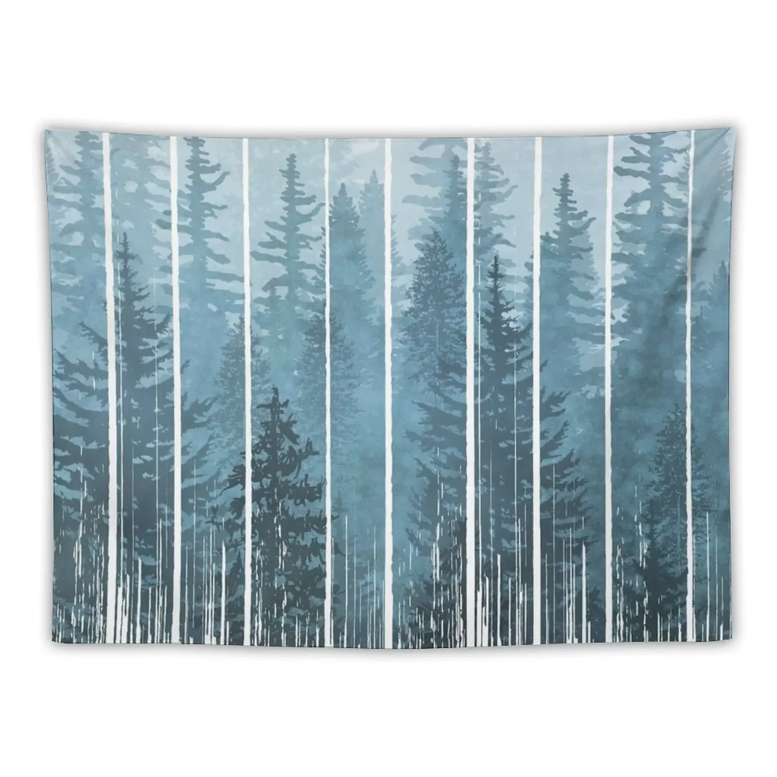 Grunge Dripping Turquoise Misty Forest Tapestry Decor For Room Carpet On The Wall Wall Tapestries Home Decorators Tapestry