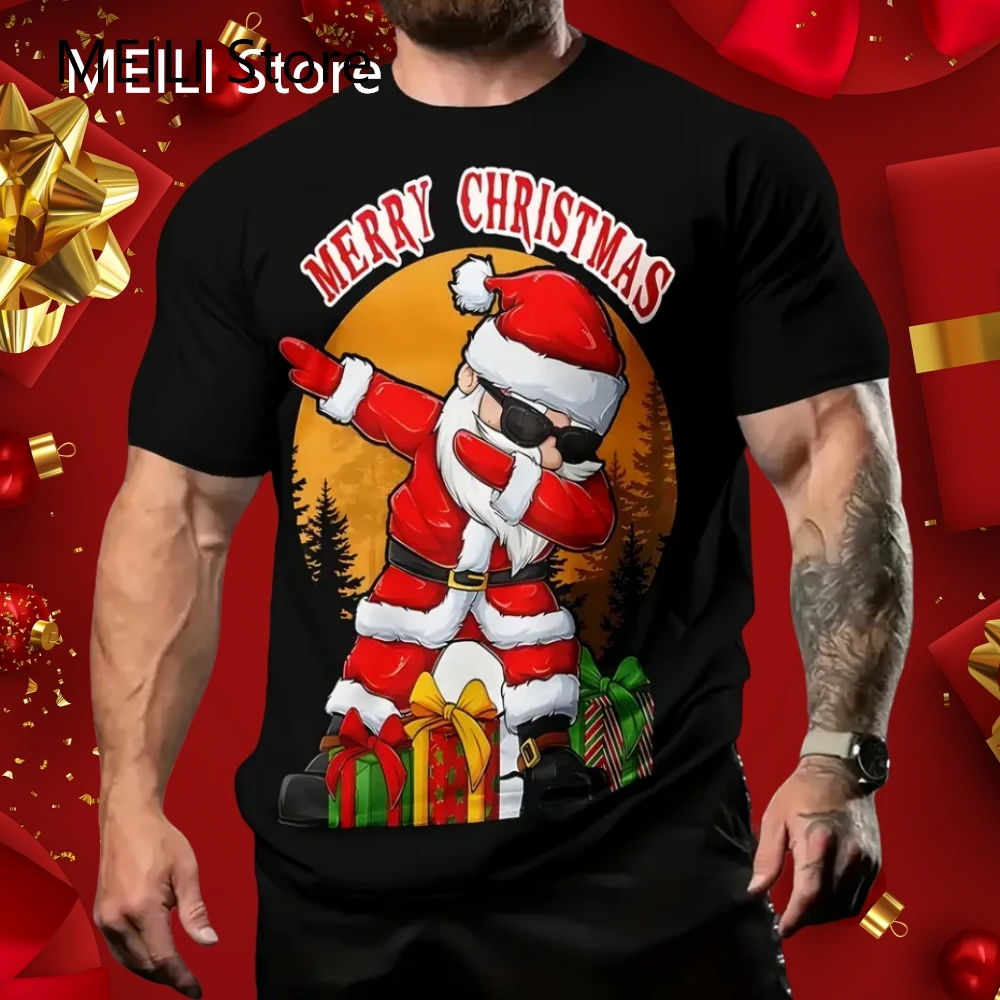 Camiseta con estampado gráfico de Papá Noel para hombre y mujer, camisetas divertidas informales de manga corta, ropa de gran tamaño, nueva moda, 2023