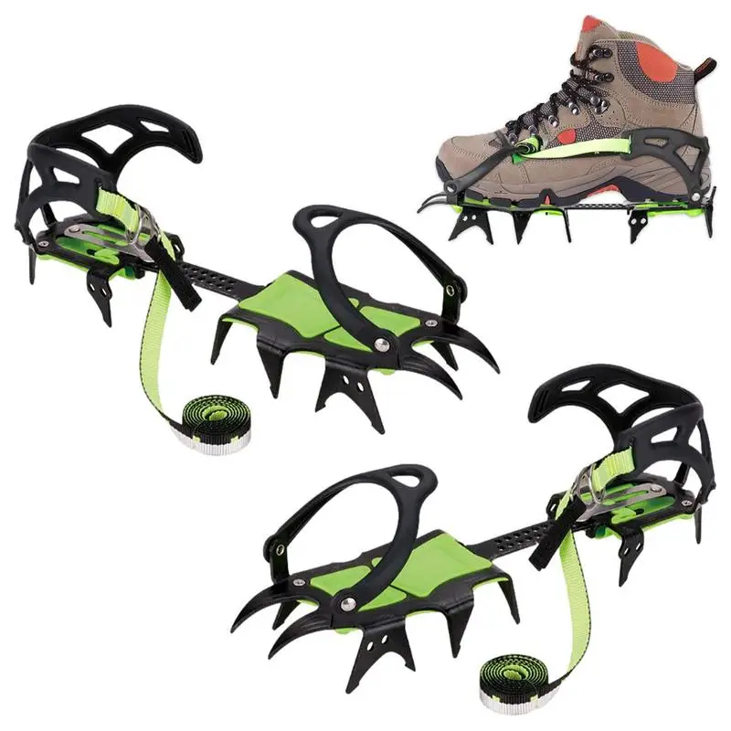 For BRS-S1A 14 Teeth Claws Crampons Shoes Ice Crampons Snow Non Slip Cover Ice Gripper Manganese Steel Outdoor Ski Ice Climbing