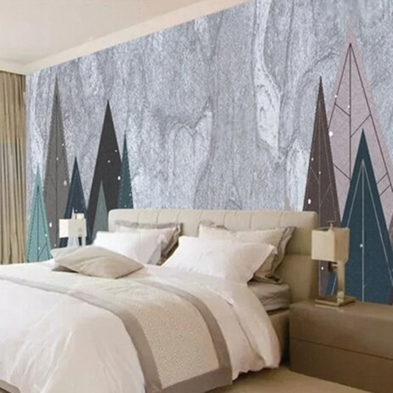 MU9021 Custom-made TV living room background wall with Nordic modern simple stone pattern cartoon geometric design wall painting