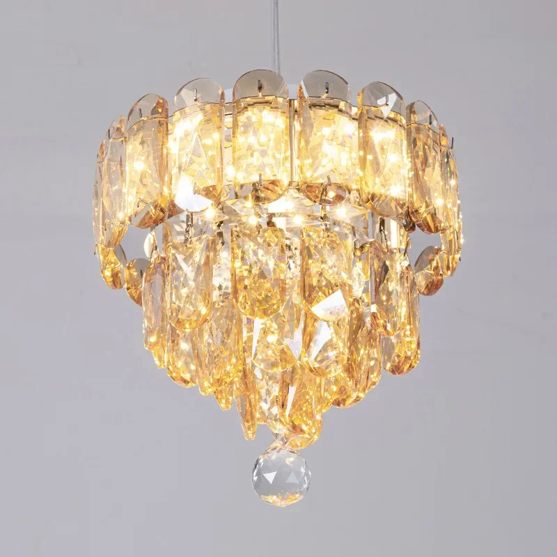 

American Vintage Crystal Chandelier for Dining Room Kitchen Hanging Lamp Round Home Decor Pendant Lighting Fixture Led Lights