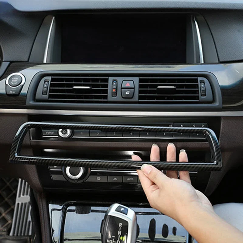 For BMW 5 Series F10 2011-17 ABS Carbon Fiber Car Central Control Air Conditioner Vent Frame Cover Trim Sticker Car Accessories