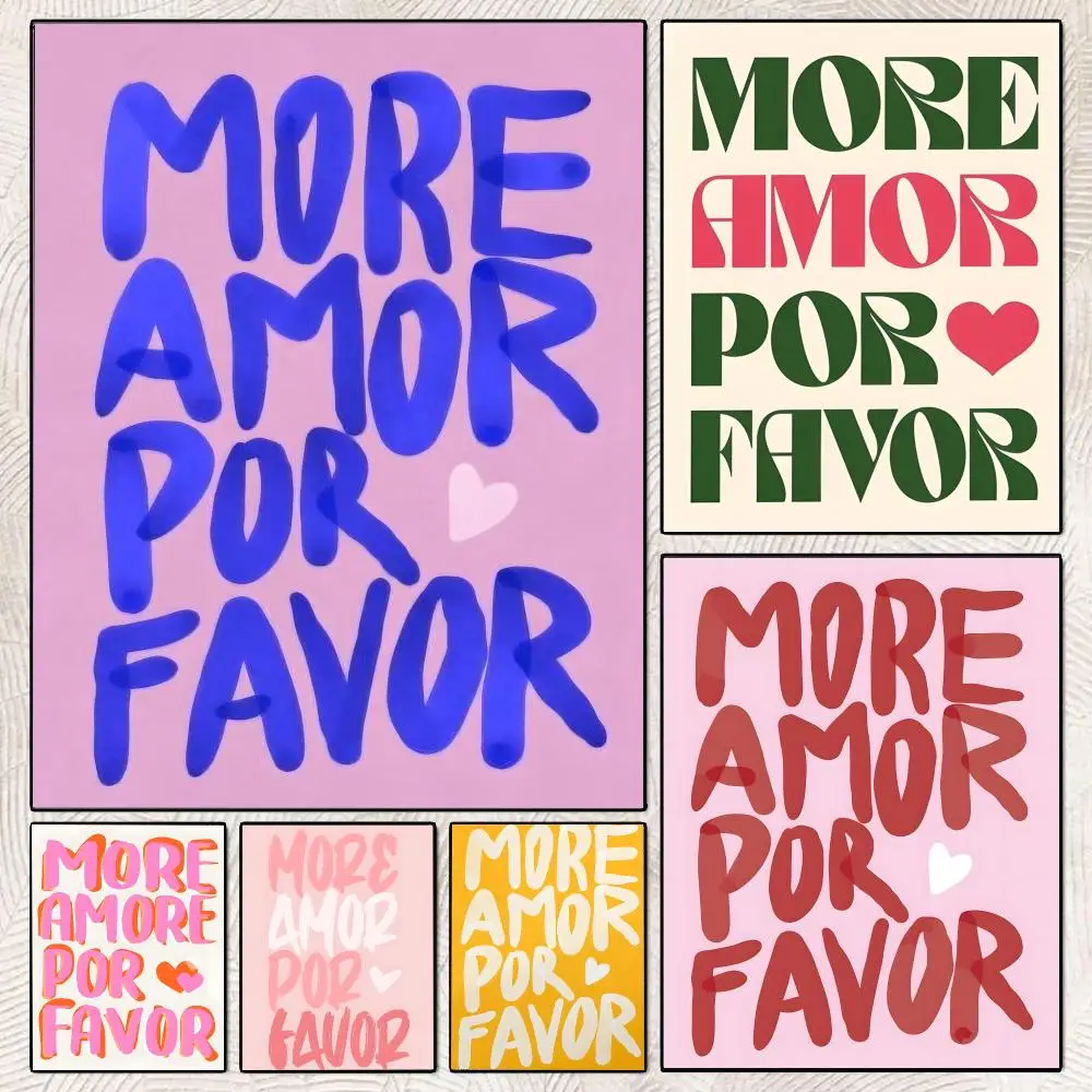 Modern Eclectic More Amor Por Favor Sunshine Poster Decorative Wall Art Stickers Mural For Home Living Room Hallway Decor Gift