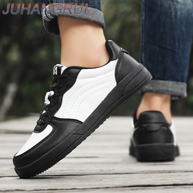 2025 New Mens Casual Shoes Leather Fashion Breathable Sneakers Anti Slip Travel Shoes Lace Up Flats Shoes Comfortable Men Shoes
