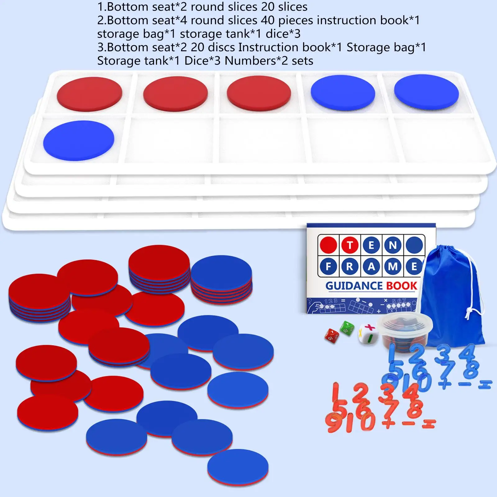 Plastic Ten Frames Set for Early Math Elementary Home Learning Kids