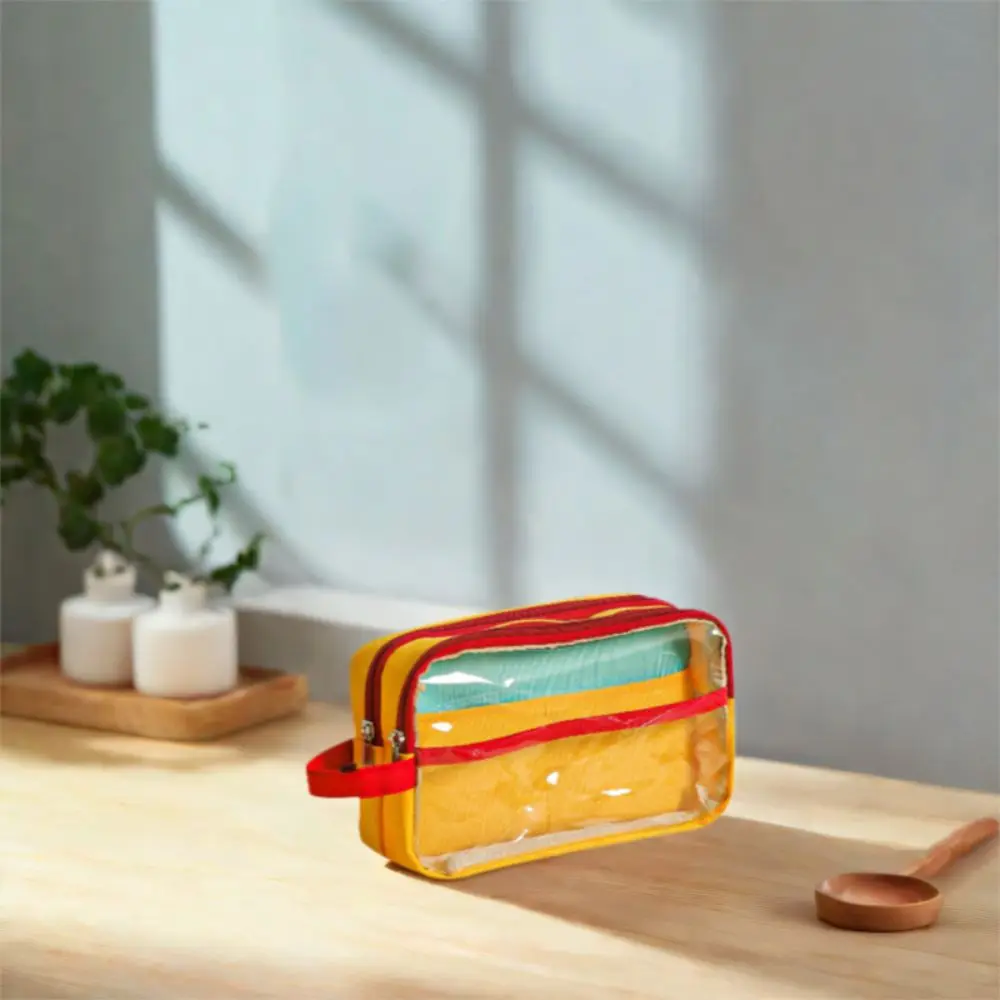 Durable Contrast Color Pen Bag Large Transparent Capacity Pencil Case Multi-layer Stationery Storage Box