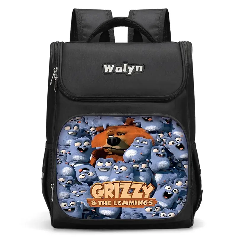 GRIZZY AND THE LEMMINGS Large Child Backpack Boy Girls School Bag For Men Women Traveling Backpack Durable and Multi Compartmen