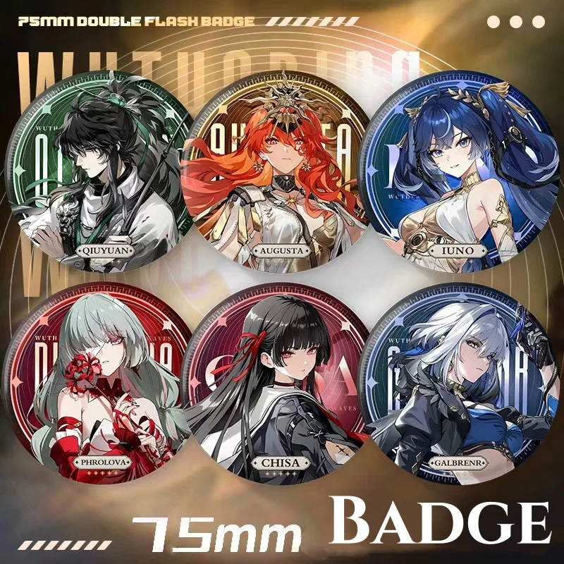 

New Wuthering Waves Laser Brooch Chisa Phrolova QiuYuan Augusta Galbrenr Badge Pin Cartoon Anime Game Cosplay Jewelry Cute Gift