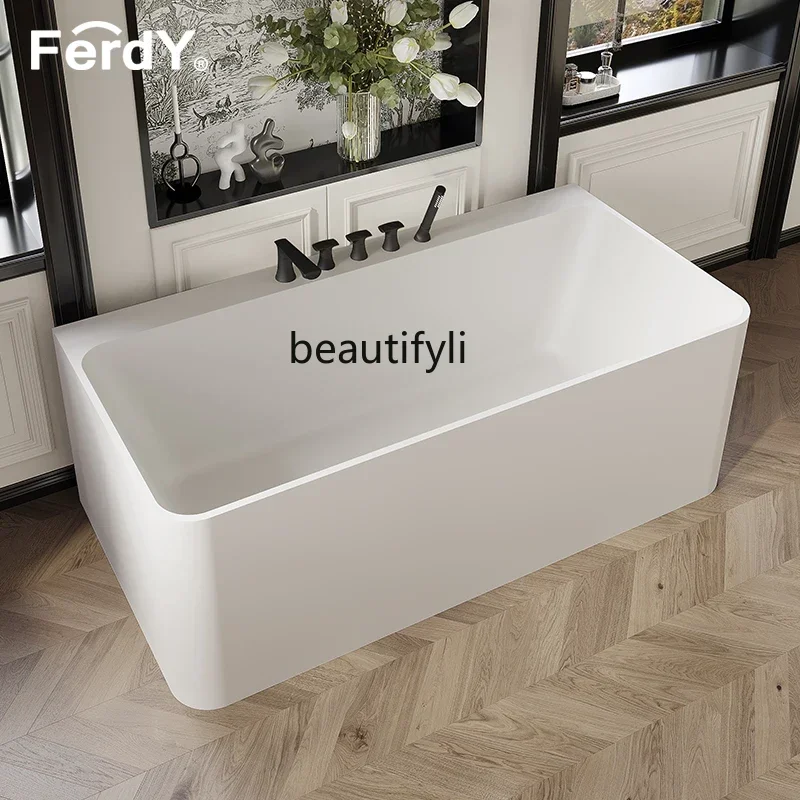

CC PMMA saturated resin artificial stone bathtub household three skirt independent wall bath