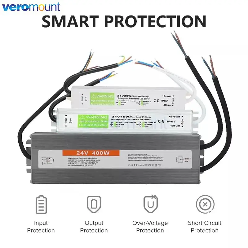 LED Driver impermeabile IP67 alimentatore DC 12V 24V trasformatore adattatore AC/DC per modulo luci di striscia LED accessori di alimentazione CCTV