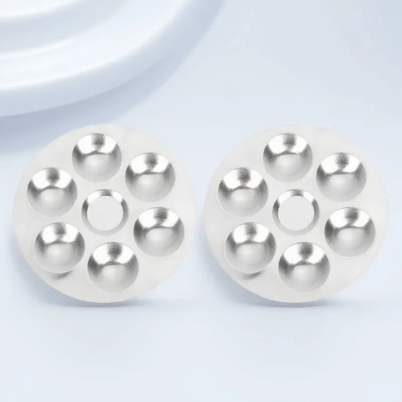 Stainless Steel Rounded Corner Painting Tray Set – 2pcs Color Mixing Plate for Watercolor, Acrylic & Pigment Blending
