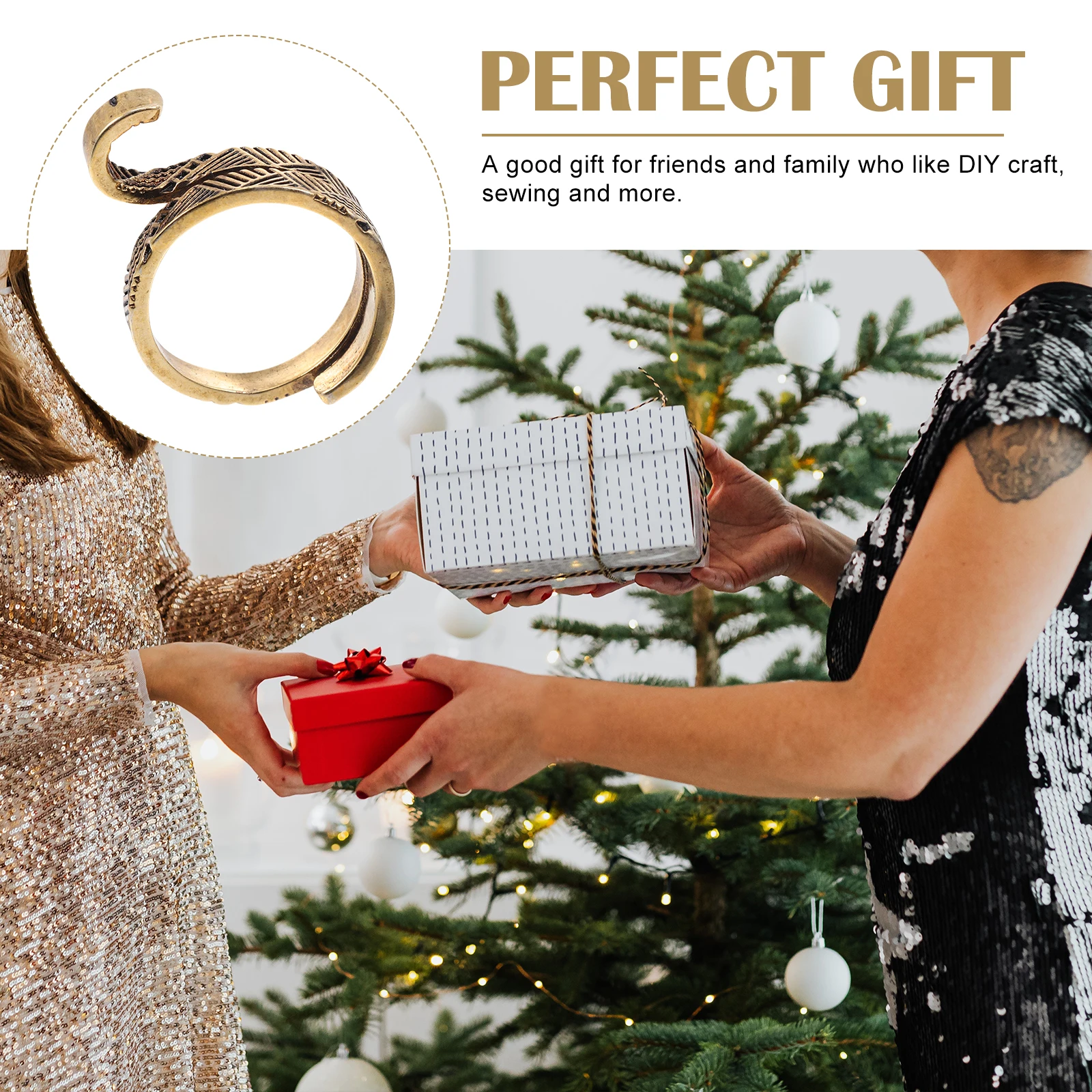 

2Pcs Knitting Loop Rings Copper Adjustable Crochet Loop Thread Guide Tool Finger Protector for Sewing Yarn Craft Knitting