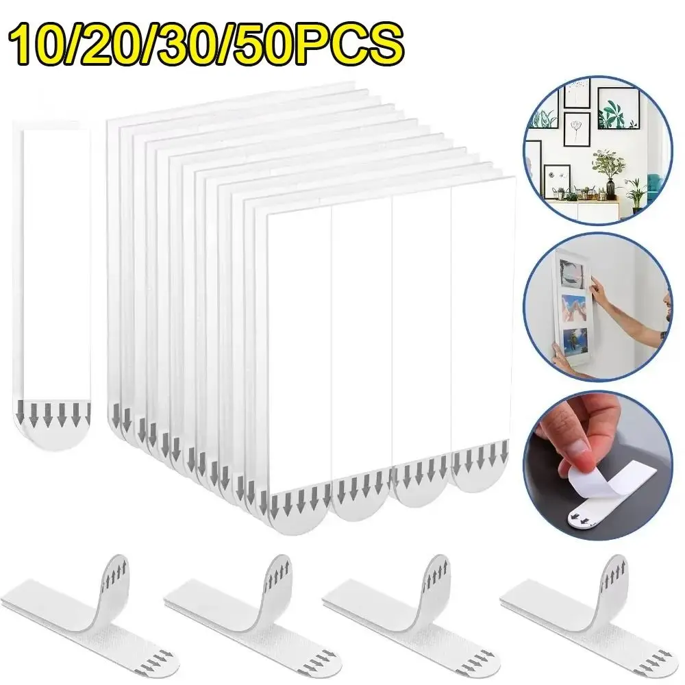 10/20/30/50PCS New Punch-free Frame Tape Strips Self Adhesive No Trace Wall Hanger Double-Sided Tape Picture Frame Poster