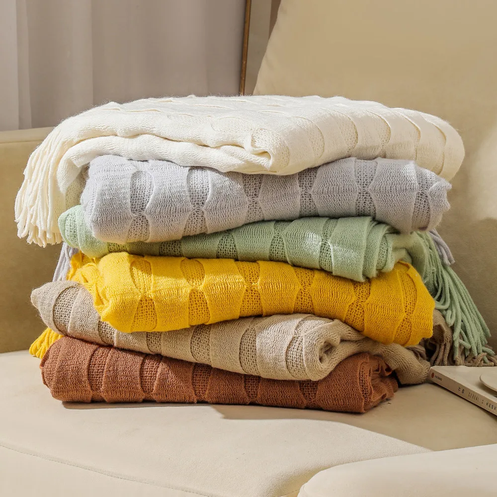 

Sofa Cover Blankets Office Nap Air Conditioning Blanket Bean Bean Blankets Knitted Blanket Lunch Break Blankets Bed End Blanket
