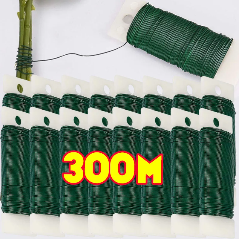 Flexible Floral Wire Garland Green Paddle Wire Crafts Wreaths Floral Climbing Cane Fixed Line Garden Strapping Bundle Wire Roll