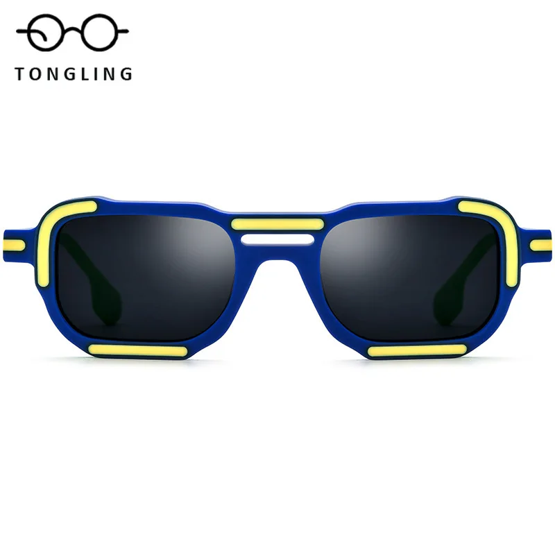 Spliced Color Acetate Square Men Multicolor Women Handcrafted Fashionable Funny Individual Artistic Commuting Driving Sunglasses