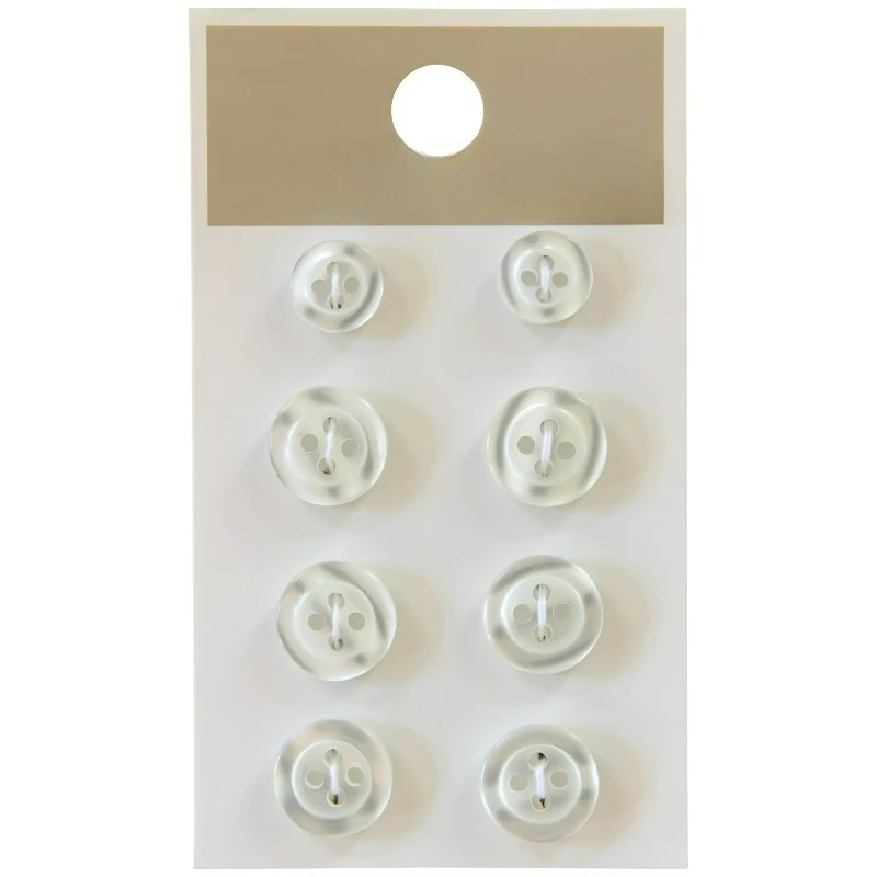 White Assorted Sew Thru Shirt Buttons are the economical way to save your shirts, 8 Pieces