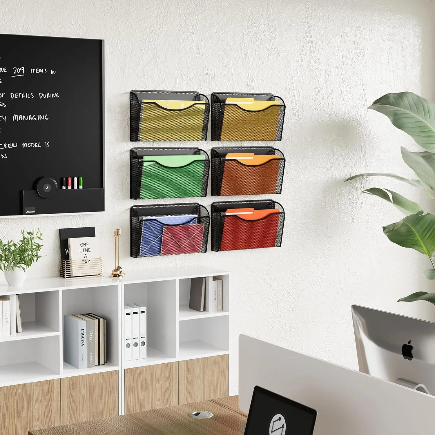 Mesh Hanging Wall File Holders Storage Basket Vertical Mounted File Holder Wall Basket Mail Organizer for Office Home and School