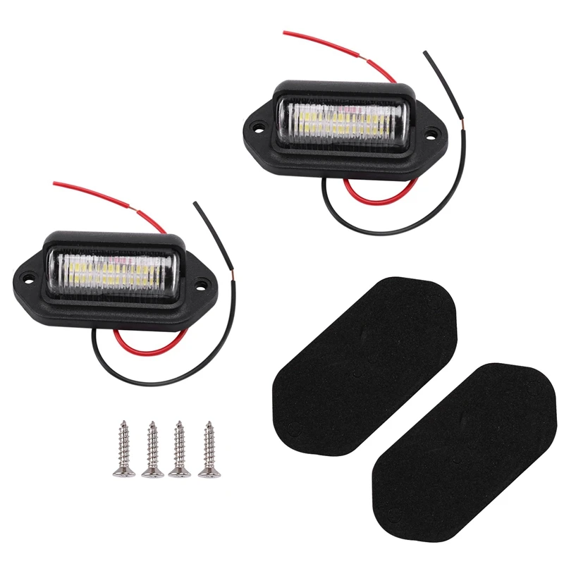 2Pcs 12V LED Number License Plate Light for Car Boats Motorcycle Automotive Aircraft RV Truck Trailer Exterior Lamps