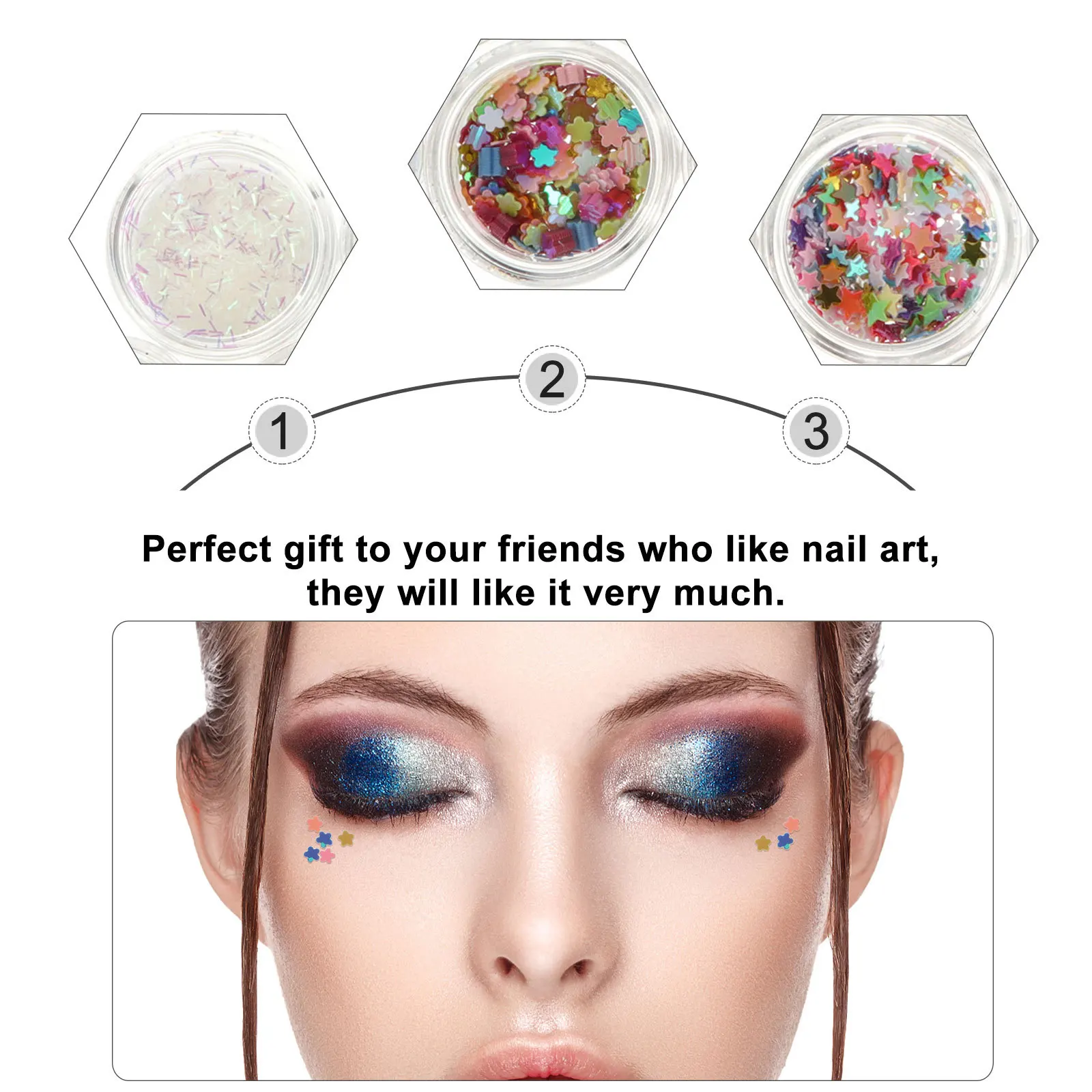 1 Set Eye Makeup Sequins Shining Metallic Iridescent Glitter For Face Nail Art Body Decoration Festival Party Night Out
