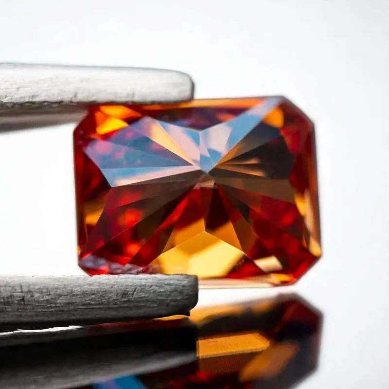 Granatfarbener Moissanit-Edelstein, strahlender Schliff, im Labor gezüchteter Diamant für Charms, Frau, DIY, fortschrittliche Schmuckherstellung mit Zertifikat