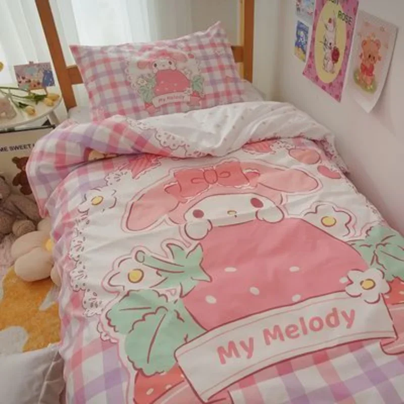 

Sanrio Series Girls' Bedroom 3pcs/4pcs Quilt Cover, Bedspread, Pillowcase, Bedding, Cartoon Four-piece Set, Coolomey Cute