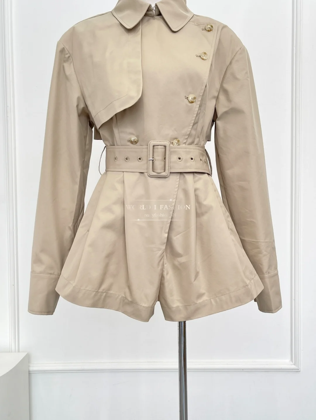 

Women's Khaki Trench Long Sleeve Coat Jumpsuit 2025 New
