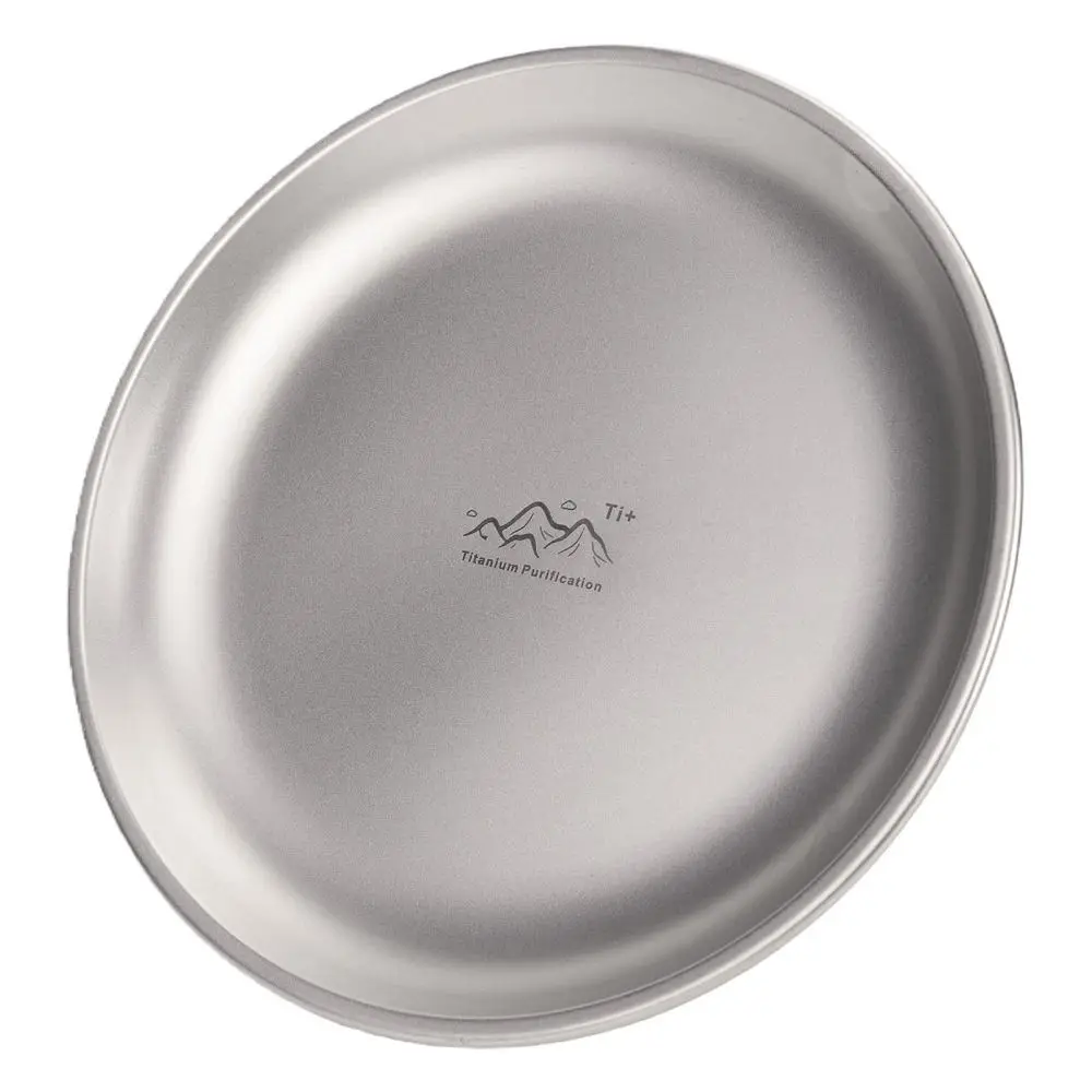 Portable Stackable Titanium Camping Plate Ultralight Frosted Dish Travel Tableware Durable Round Backcountry Dinnerware Picnic