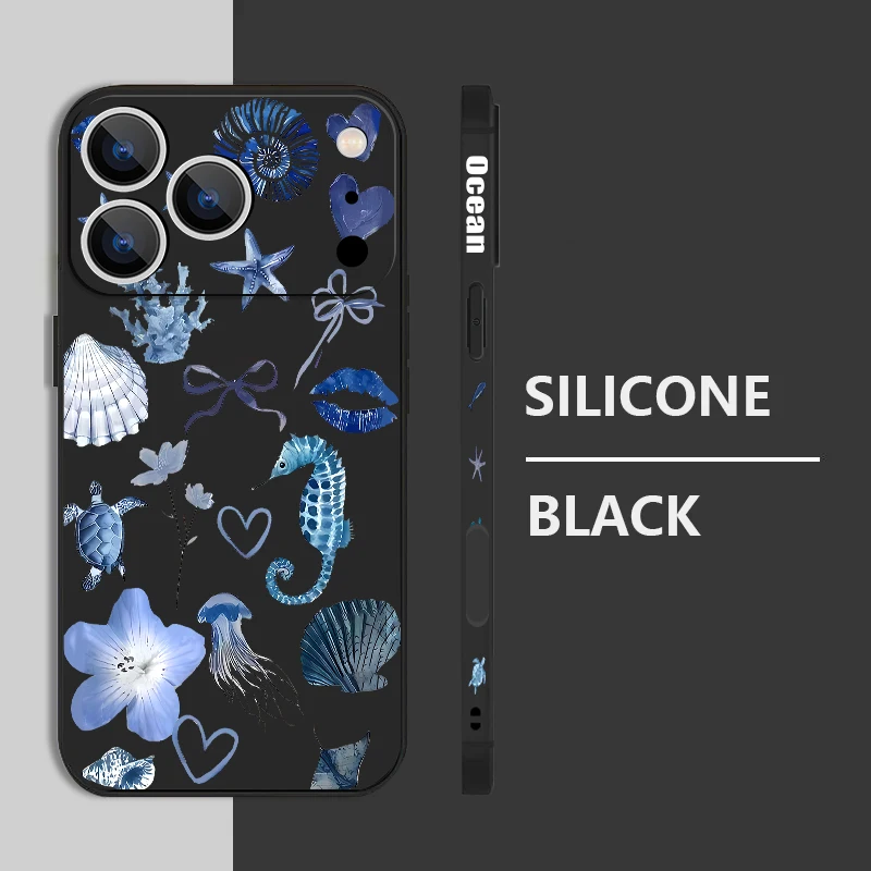 حافظة هاتف لهاتف آيفون 17 برو ماكس الأزرق فرس البحر السلاحف نمط الحبل غطاء لهاتف فوندا آيفون 16 برو ماكس 15 14 13 12 11 16e Air