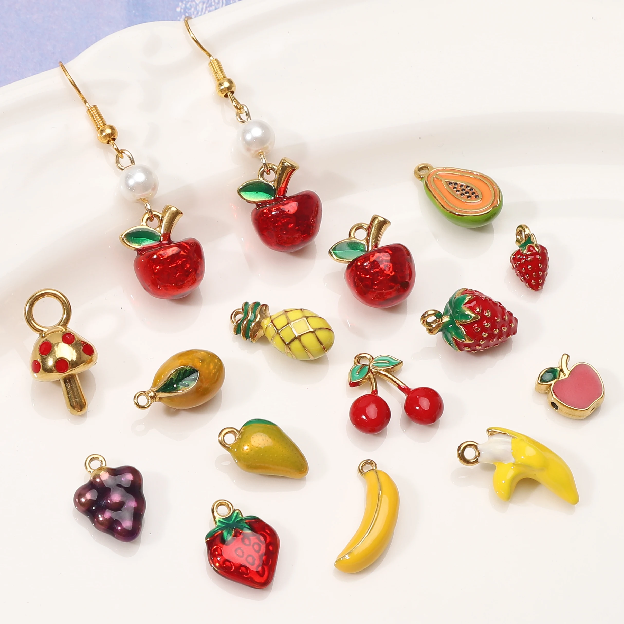 

1 Pc Stainless Steel Fruit Shape DIY Charms Woman Cherry/Strawberry/Pineapple/Mango Necklace Pendants Jewelry Findings Making