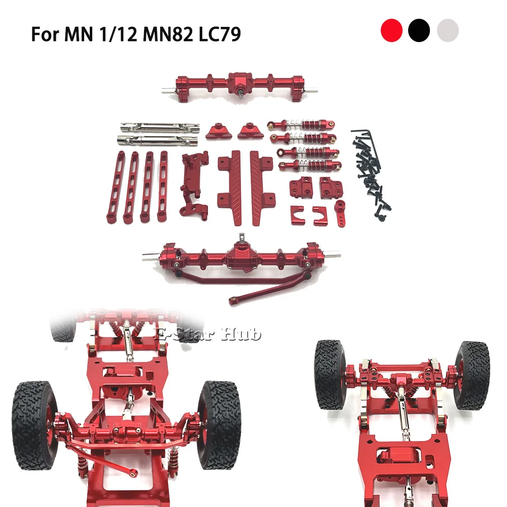 

Front Rear Axle Foot Pedals Pull Rod Suspension Frame Rudder Base for MN 1/12 MN82 LC79 RC Crawler Car Metal Upgrade Parts