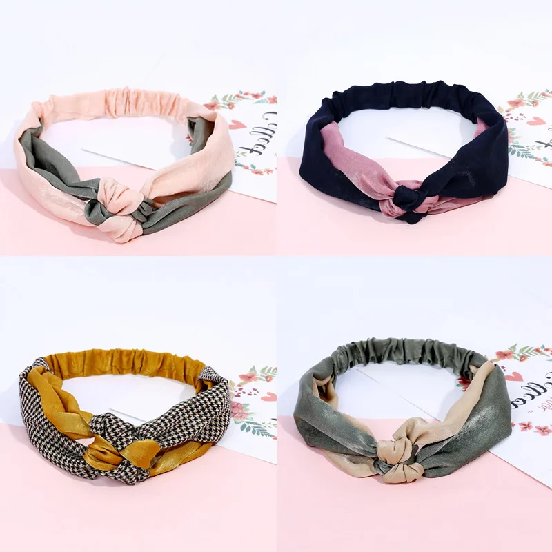 Fashion Color matching Twist Turban Women Hair Hoop Elastic Headkerchief Sport Hairbands Head Band Headbands for Girls Headwrap