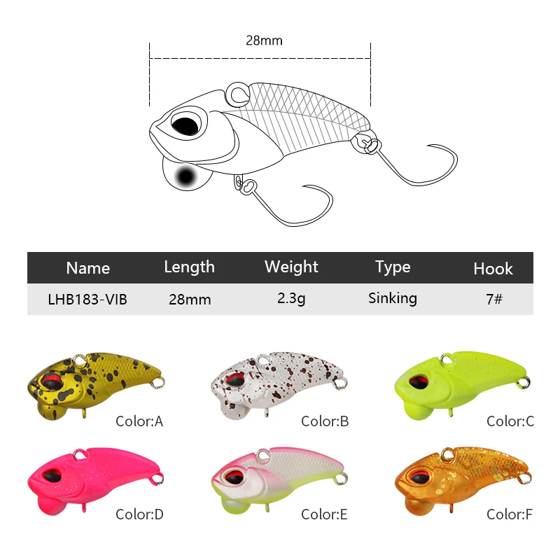 LETOYO Sinking VIB lure 28mm 2.3g Artificial Hard Baits in Freshwater Fishing Lipless crankbait wobblers For Trout and perch