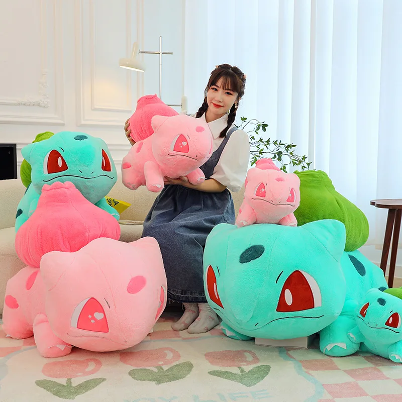 

Pokemon Bulbasaur Plush Pillow Soft Stuffed Animal Green Pink Anime Plushies for Kids Adults Birthday Christmas Gift Home Decor