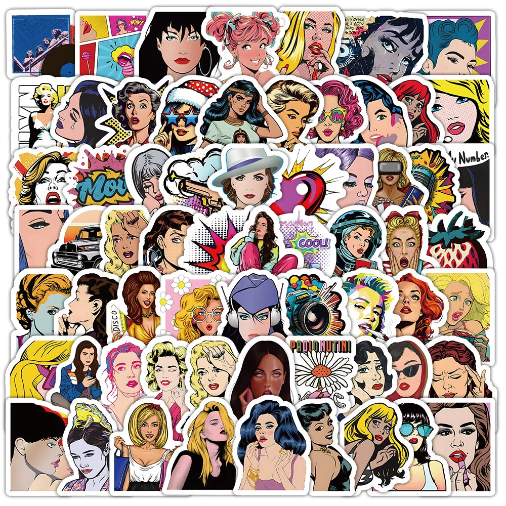 100Pcs PoP Art Girl Cool Cute Stickers Pack Aesthetic Stationery Supplies Lot Kawaii Office School Diary Decoration Korean Paper