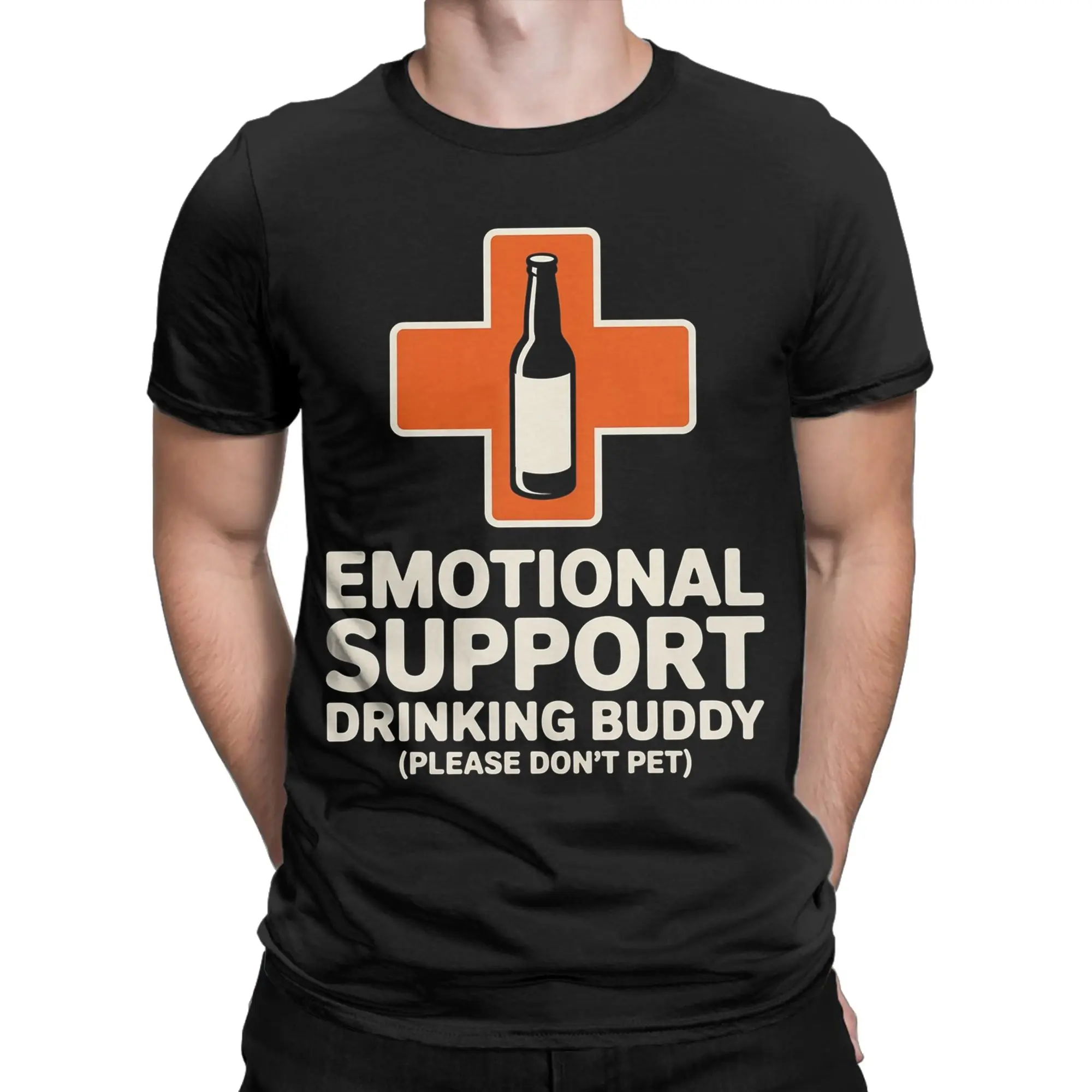 Emotional Support Drinking Buddy Beer Tee Shirt for Men Women Graphic Printing T Shirts  Cotton Clothing