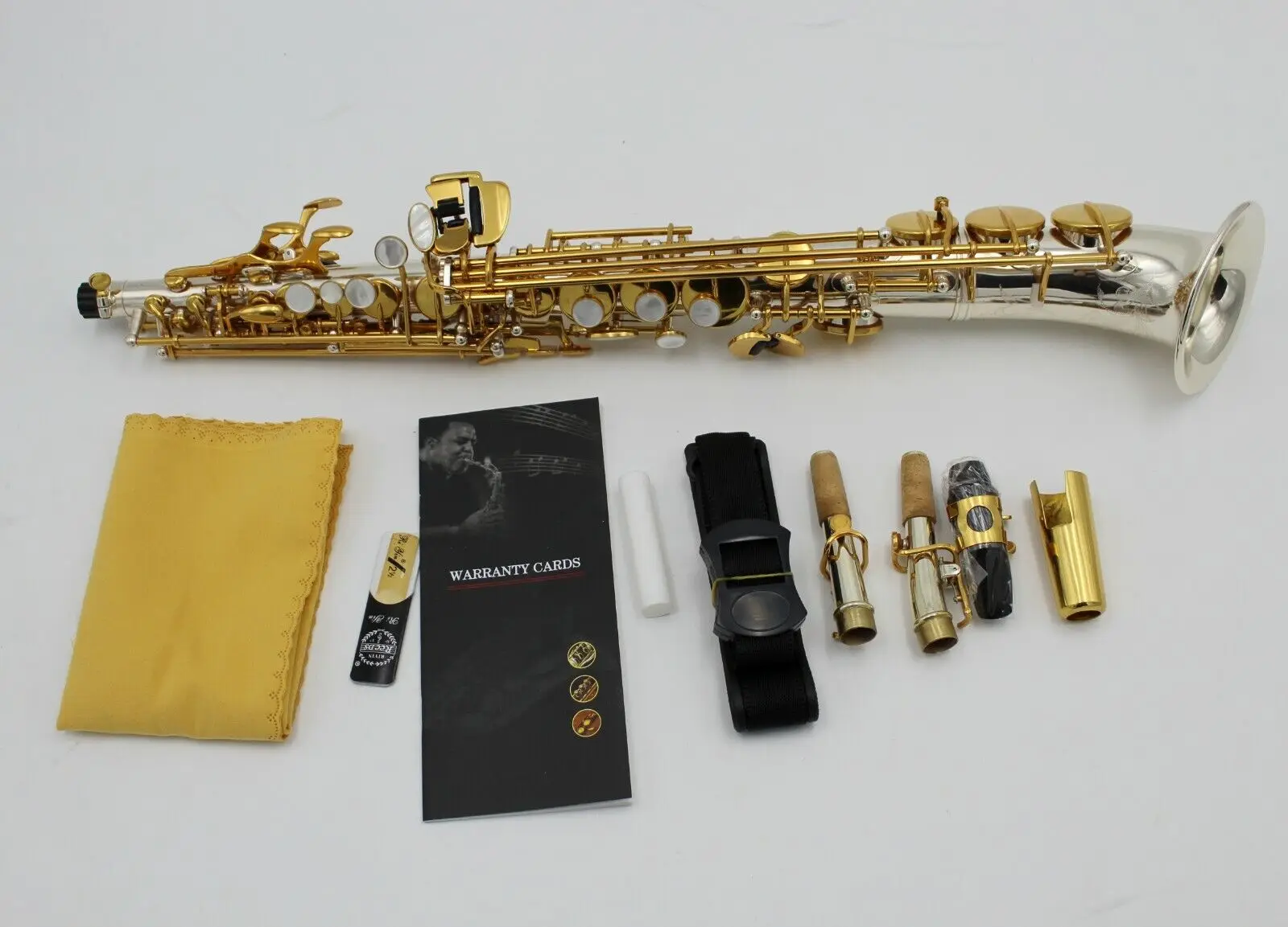 EM pro silver plated curved bell J type bell straight soprano saxophone Saxello
