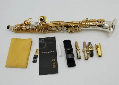 Cloche incurvée plaquée argent EM pro, type J, saxophone soprano droit, Saxello