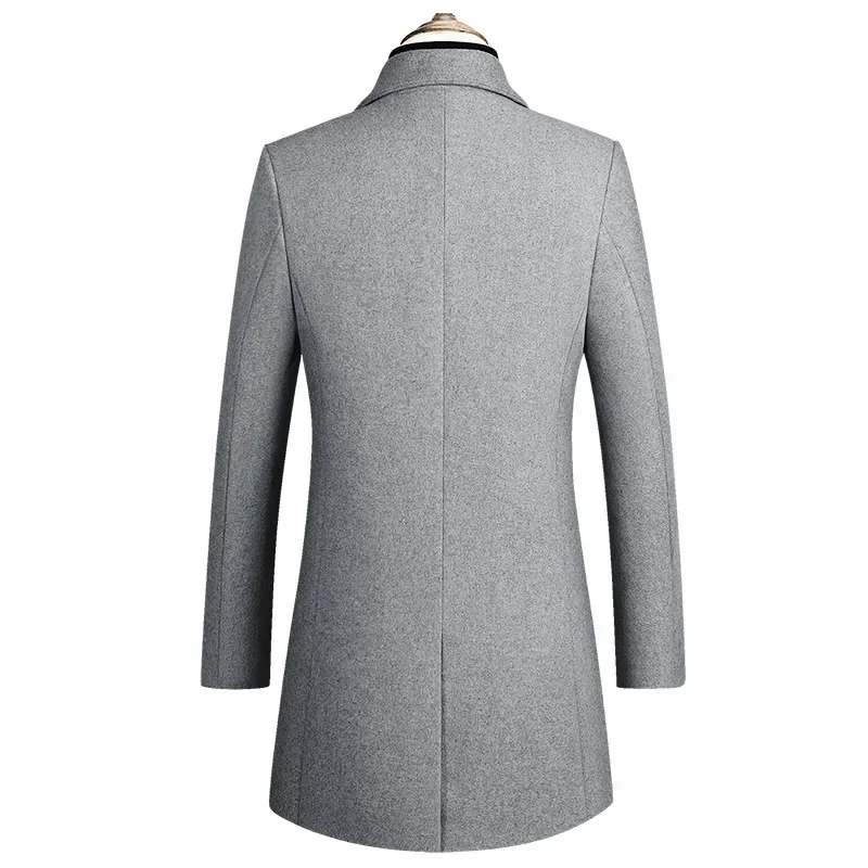 Men Long Winter Jackets Wool Blends Cashmere Trench Coats High Quality New Winter Coats Male Business Casual Trench Coats 4XL