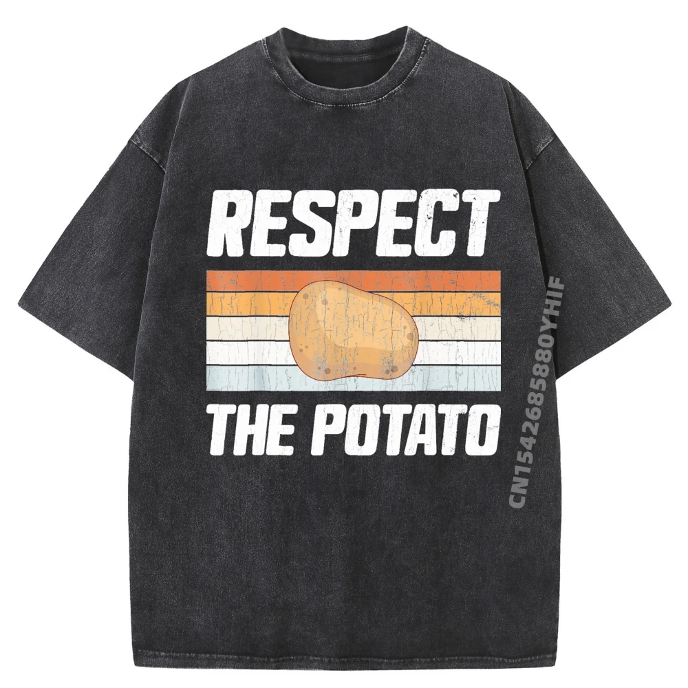 

Поважайте картофель, забавные картофельные овощи, мужские топы и футболки, рубашки с рисунком, винтажная стираная футболка со скидкой