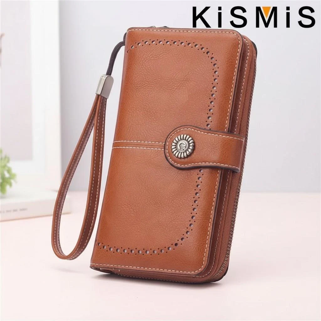 

Fashion Texture Women s High Quality RFID Anti Theft Leather Wallet Long Multi Card Wrist Bag