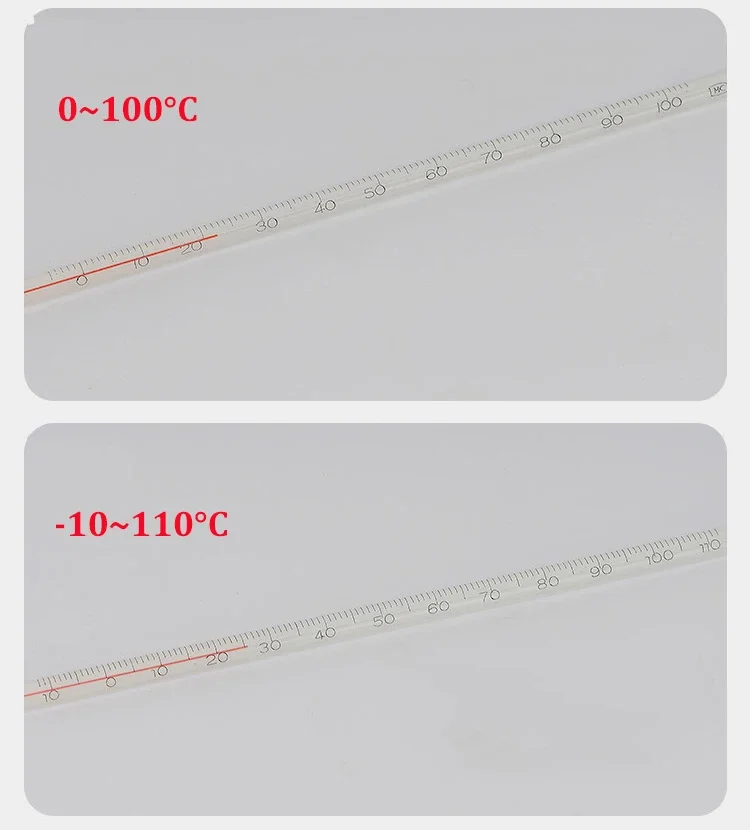 Glass Beaker with Red Liquid Mercury Thermometer and Glass Rod for Laboratory Testing