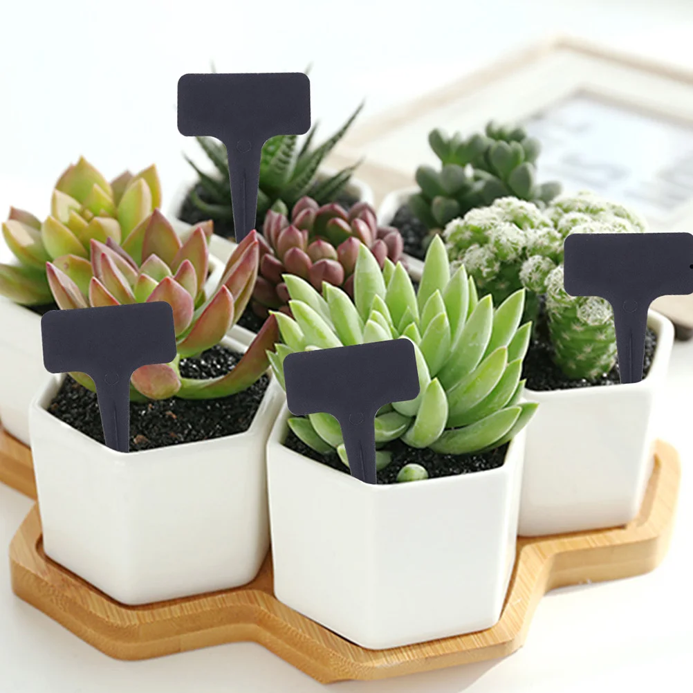 

200Pcs Plastic Garden Labels T Shaped Plant Tags for Home Pot Flowerpot Black Plastic Plant Markers