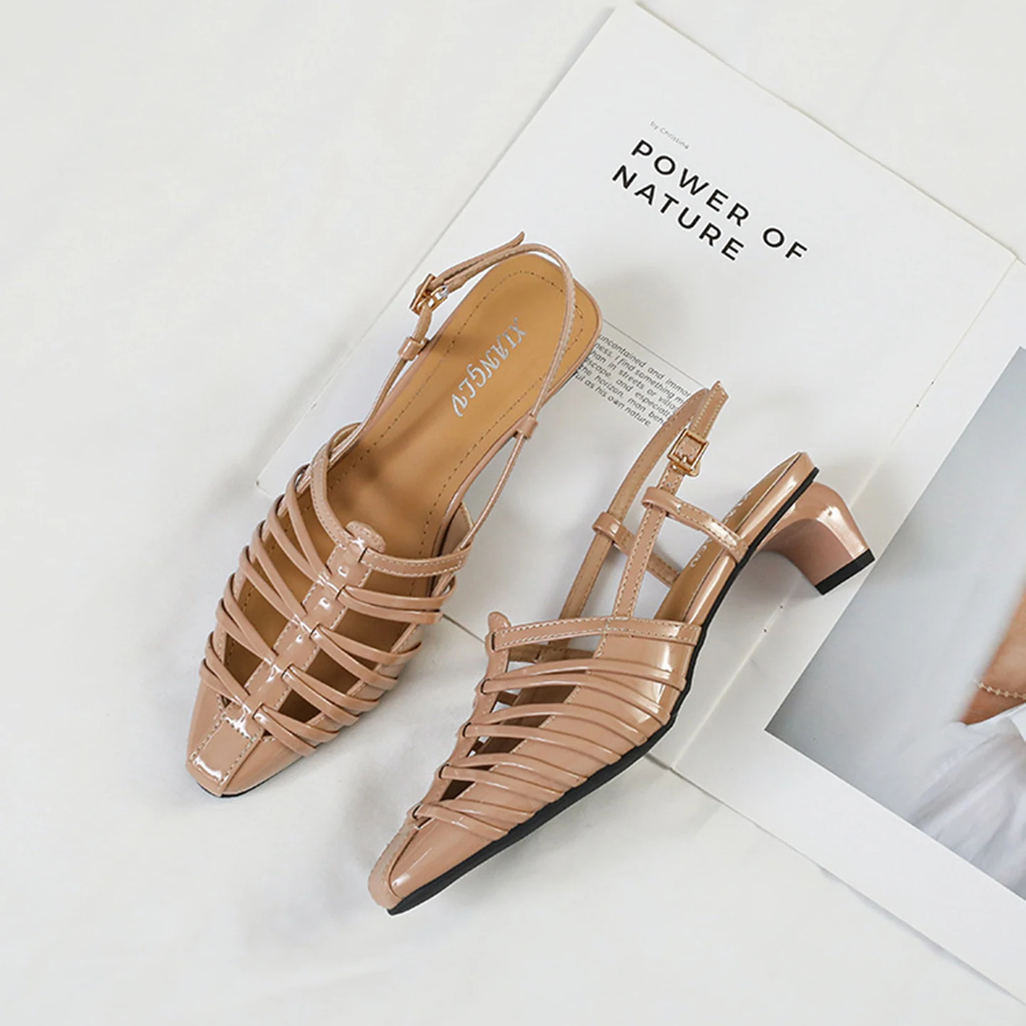 Summer Gold Pointed Toe High Heels Women Elegant Narrow Band Wedding Party Shoes Female Fashion Sandals Ladies temperamen Pumps view 4