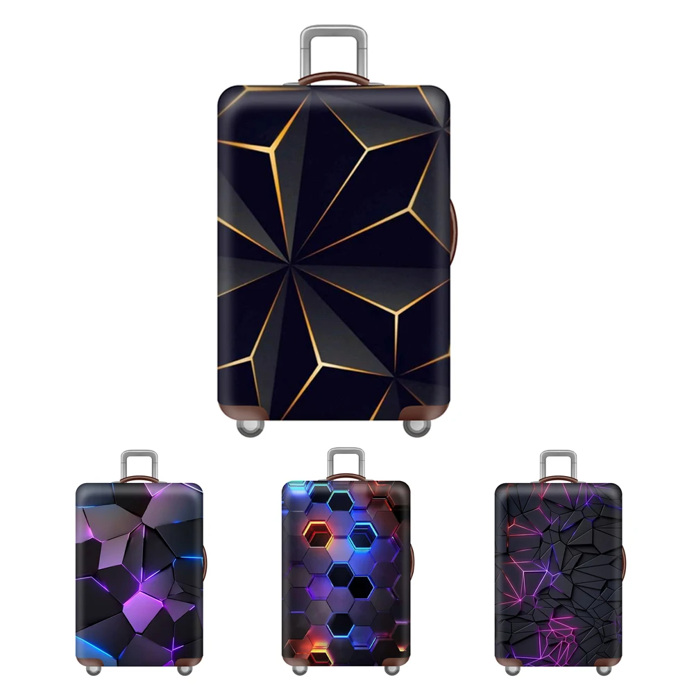 3D Novelty Geometric Pattern Luggage Protective Cover Thicken High Elastic Protector Cover Fits 18-32 Inch Travel Suitcase